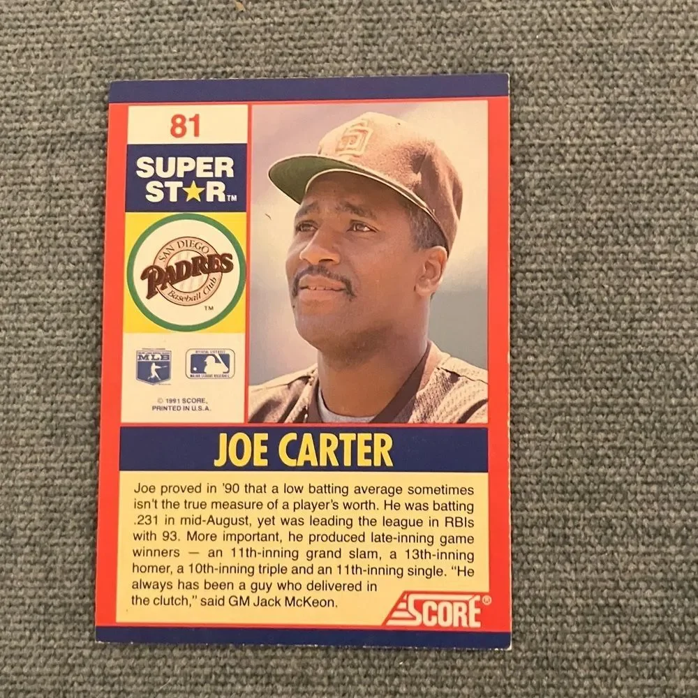 1991 Score San Diego Padres Baseball Card Trading Card